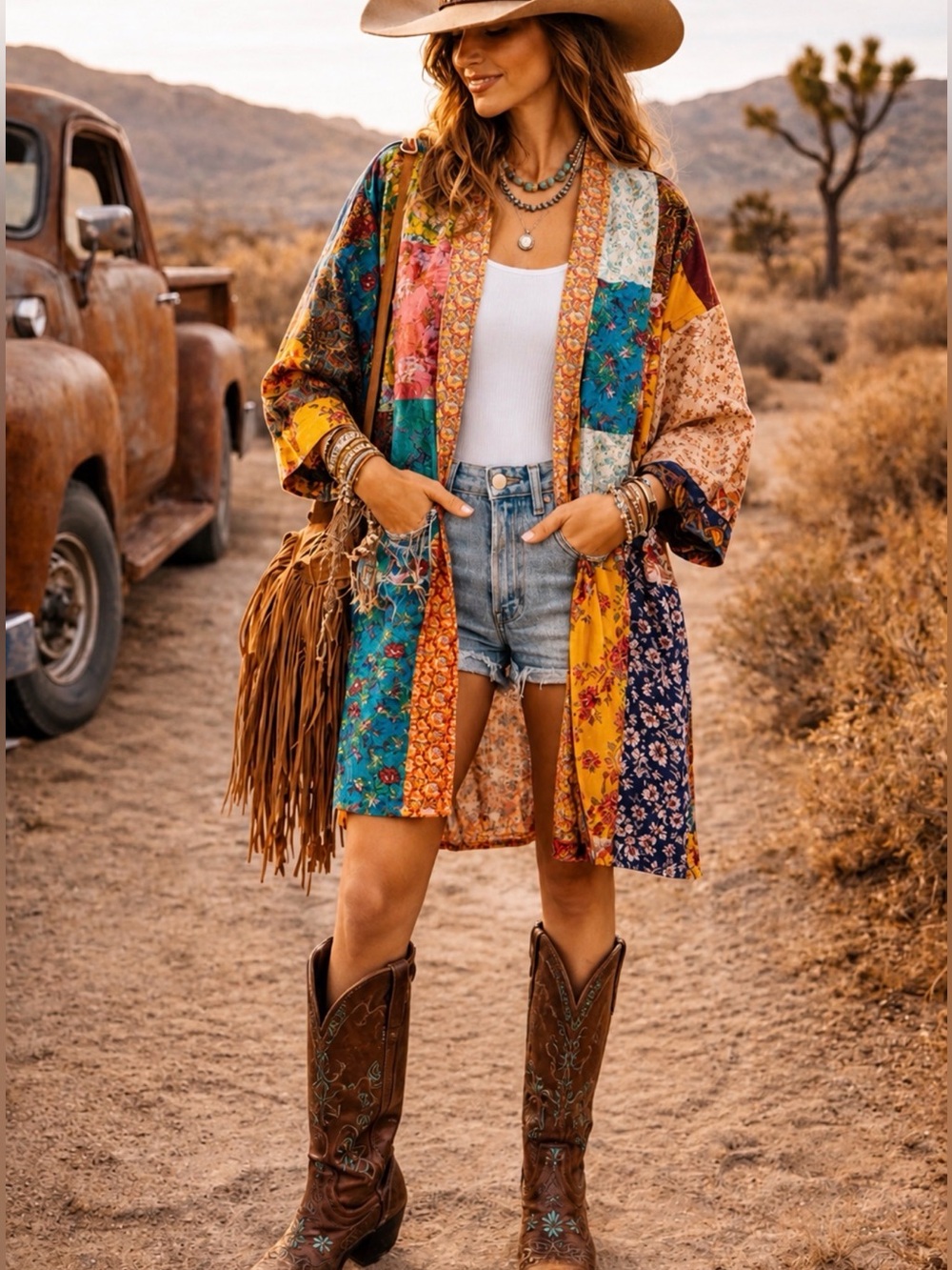 OOAK Kantha Patchwork Kimono Duster Jacket Boho Festival Cotton Reversible~ OSFM